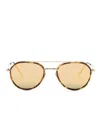 Thom Browne Aviator Frame Mirrored Sunglasses In Titanium In Golden