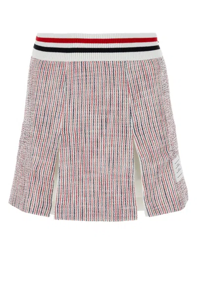 THOM BROWNE THOM BROWNE EMBROIDERED STRETCH TWEED MINI SKIRT