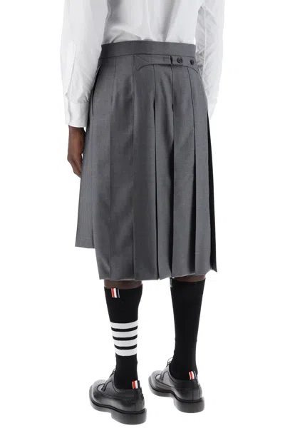 Thom Browne Pleated Twill Skirt In Grey