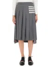 Thom Browne Drop Back Pleated Wool Skirt In Grey