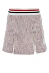 Thom Browne White Cotton Box Pleated Mini Skirt In Purple