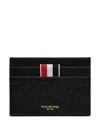 Thom Browne Double Sided Card Holder With Rwb Gg Tab In Pebble Grain Leather Accessories