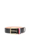 Thom Browne Pointed Tip Leather Belts With Adjustable Fit In Negro