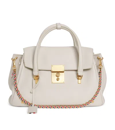 Thom Browne Grain Leather Bolton Top-handle Bag In White