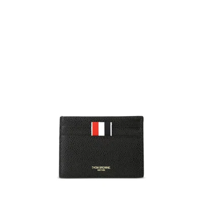 Thom Browne Grained Leather Card Case In Black