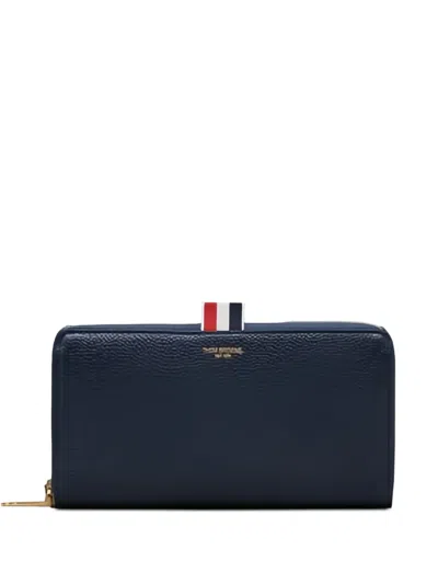 Thom Browne Grained Long Zip Wallet In Blue