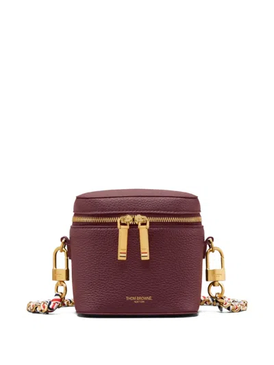Thom Browne Grained-leather Pouch In Burgundy