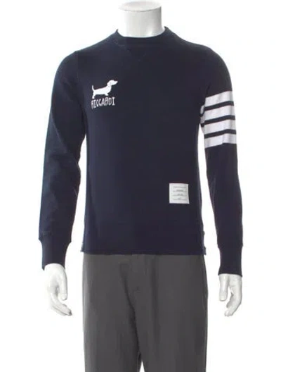 Pre-owned Thom Browne Graphic Print Crew Neck Polo Sweater In Blue