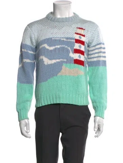 Pre-owned Thom Browne Graphic Print Crew Neck Pullover In Blue