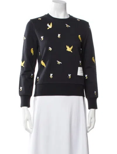 Pre-owned Thom Browne Graphic Print Crew Neck Sweatshirt In Blue