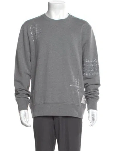 Pre-owned Thom Browne Graphic Print Crew Neck Sweatshirt In Gray