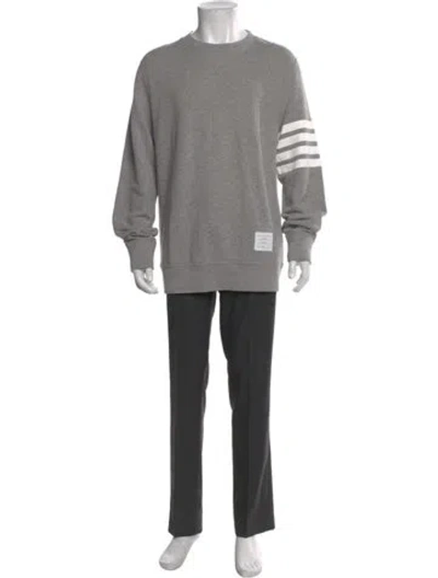 Pre-owned Thom Browne Graphic Print Crew Neck Sweatshirt In Gray