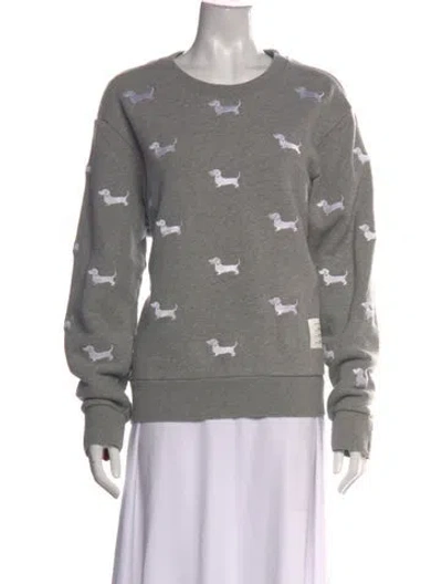 Pre-owned Thom Browne Graphic Print Crew Neck Sweatshirt In Grey