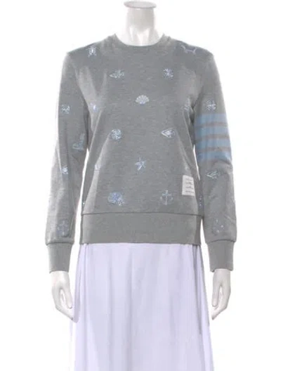 Pre-owned Thom Browne Graphic Print Crew Neck Sweatshirt In Grey