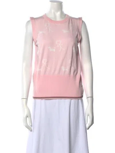 Pre-owned Thom Browne Graphic Print Crew Neck Top In Pink