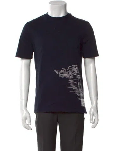 Pre-owned Thom Browne Graphic Print Crew Neck T-shirt In Blue