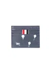 Thom Browne Graphic-print Grained Cardholder In Blue