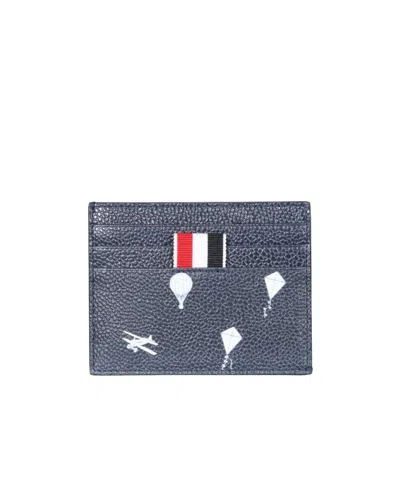 Thom Browne Graphic-print Grained Cardholder In Blue