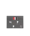 Thom Browne Graphic-print Grained Cardholder In Gray