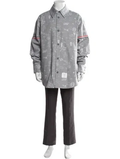 Pre-owned Thom Browne Graphic Print Jacket In Grey