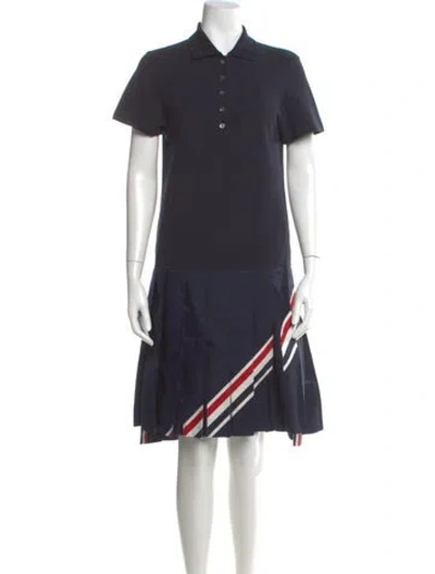 Pre-owned Thom Browne Graphic Print Knee-length Dress In Blue