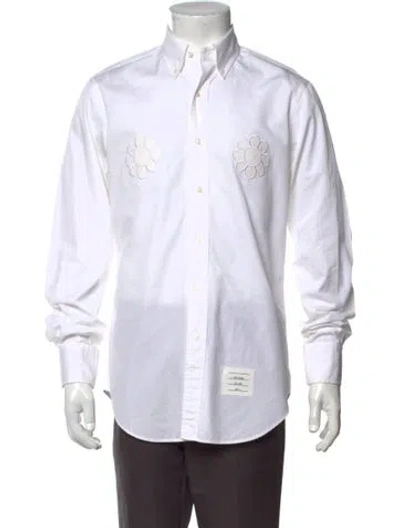 Pre-owned Thom Browne Graphic Print Long Sleeve Dress Shirt In White