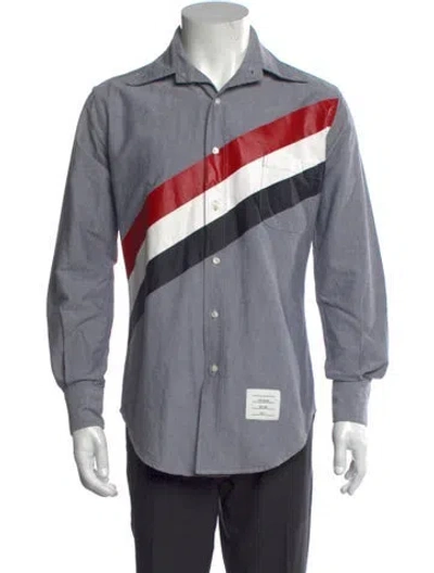 Pre-owned Thom Browne Graphic Print Long Sleeve Shirt In Gray