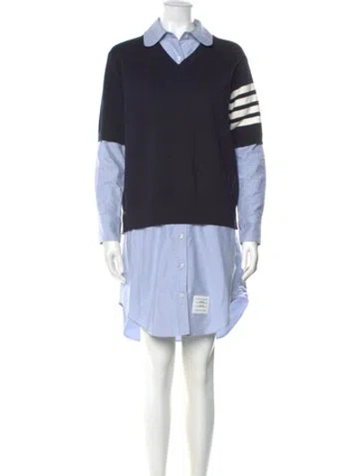 Pre-owned Thom Browne Graphic Print Mini Dress In Blue