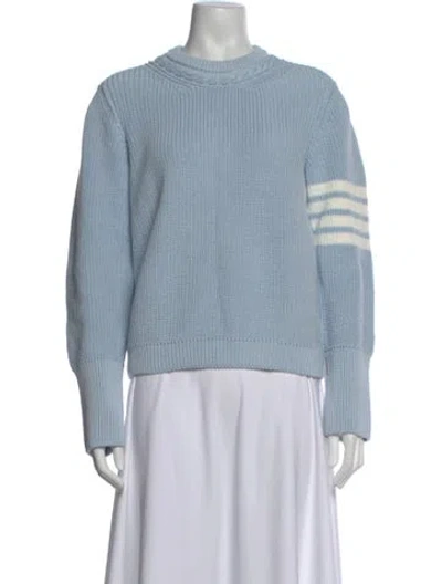Pre-owned Thom Browne Graphic Print Mock Neck Sweater In Blue