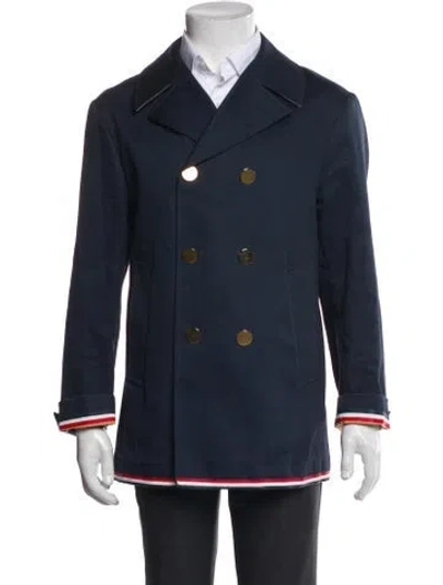 Pre-owned Thom Browne Graphic Print Peacoat In Blue