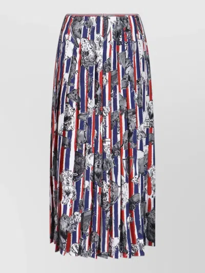 Thom Browne Graphic Print Pleated Knee Length Skirt In Multi