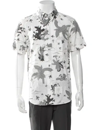 Pre-owned Thom Browne Graphic Print Short Sleeve Shirt In Grey