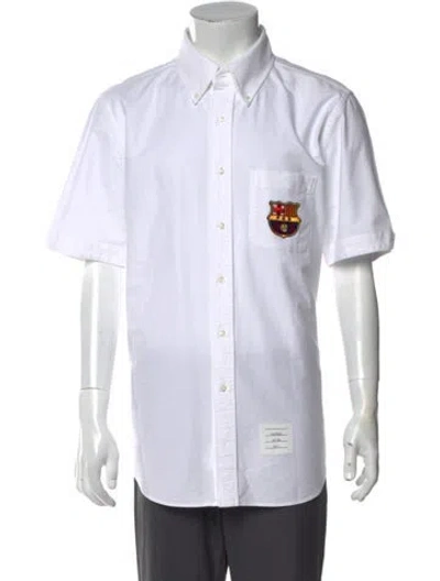 Pre-owned Thom Browne Graphic Print Short Sleeve Shirt In White