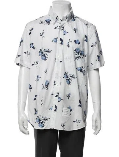 Pre-owned Thom Browne Graphic Print Short Sleeve Shirt In White