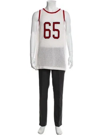 Pre-owned Thom Browne Graphic Print Sleeveless Jersey In White