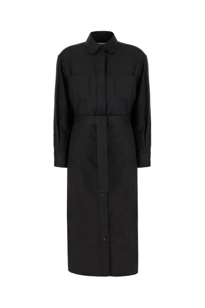 Thom Browne Graphite Silk Blend Dress In Charcoal