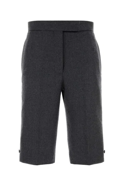 Thom Browne Graphite Wool Bermuda Shorts In Black