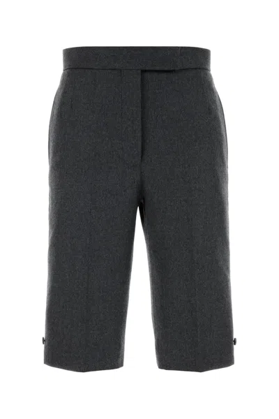 Thom Browne Graphite Wool Bermuda Shorts In Gray