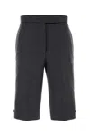 Thom Browne Graphite Wool Bermuda Shorts In Grey