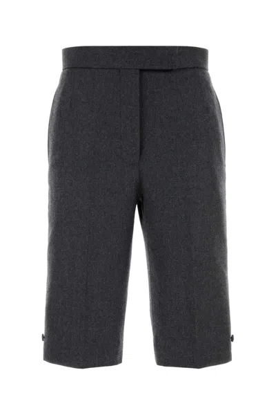 Thom Browne Graphite Wool Bermuda Shorts In Grey