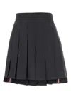 Thom Browne Graphite Wool Mini Skirt For Women In Grey