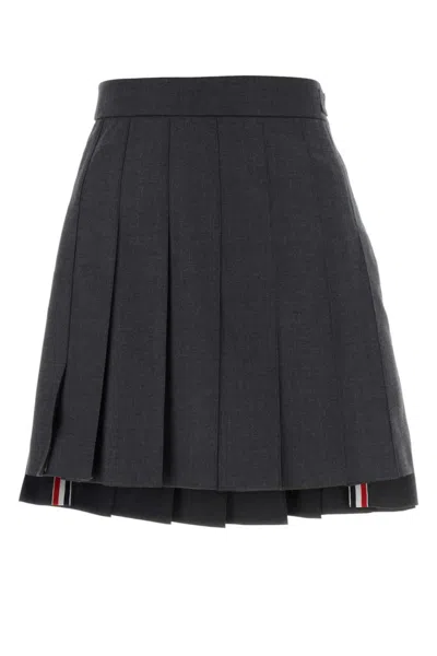 THOM BROWNE GRAPHITE WOOL MINI SKIRT