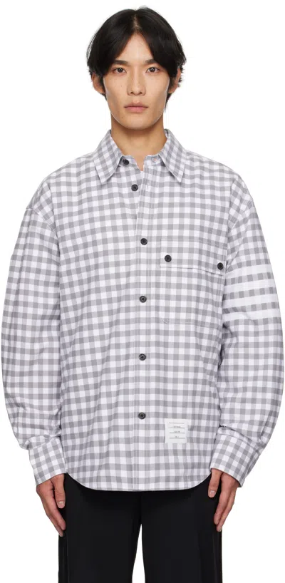 THOM BROWNE GRAY 4-BAR GINGHAM SHIRT