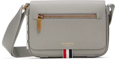 Thom Browne Gray 4-bar Pebble Grain Small Reporter Bag