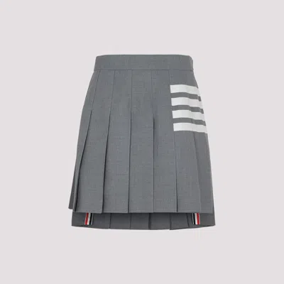 Thom Browne Gray 4-bar Pleated Miniskirt In Grey