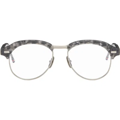 Thom Browne Gray Acetate & Titanium Pilot Glasses In Orange