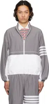 Thom Browne Two-tone Polyester Windbreaker In 035 Med Grey