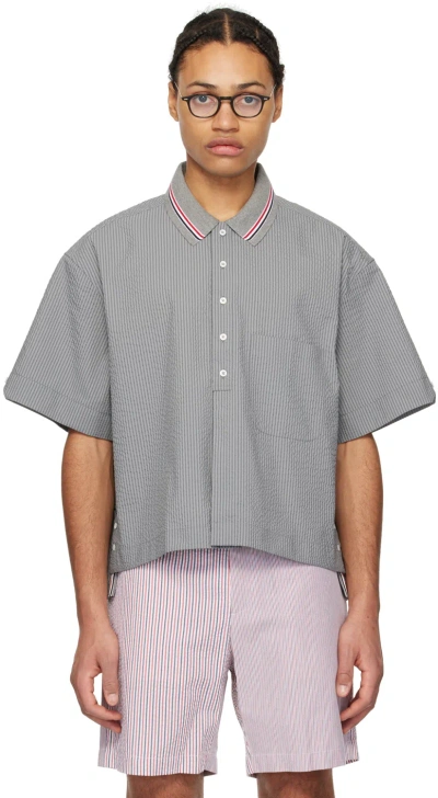 Thom Browne Gray Button Placket Shirt In 035 Med Grey