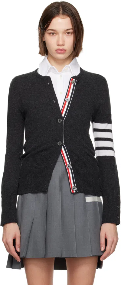 Thom Browne Gray Cashmere 4-bar Classic Cardigan In 025 Dark Grey