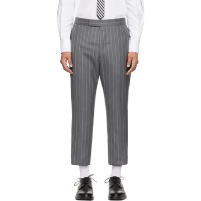 Thom Browne Chalk-stripe Wool Trousers In Animal Print